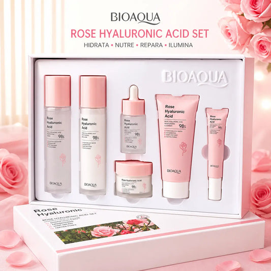 BIOAQUA SET ROSE HYALURONIC ACID      Hidrata, nutre, repara, ilumina!